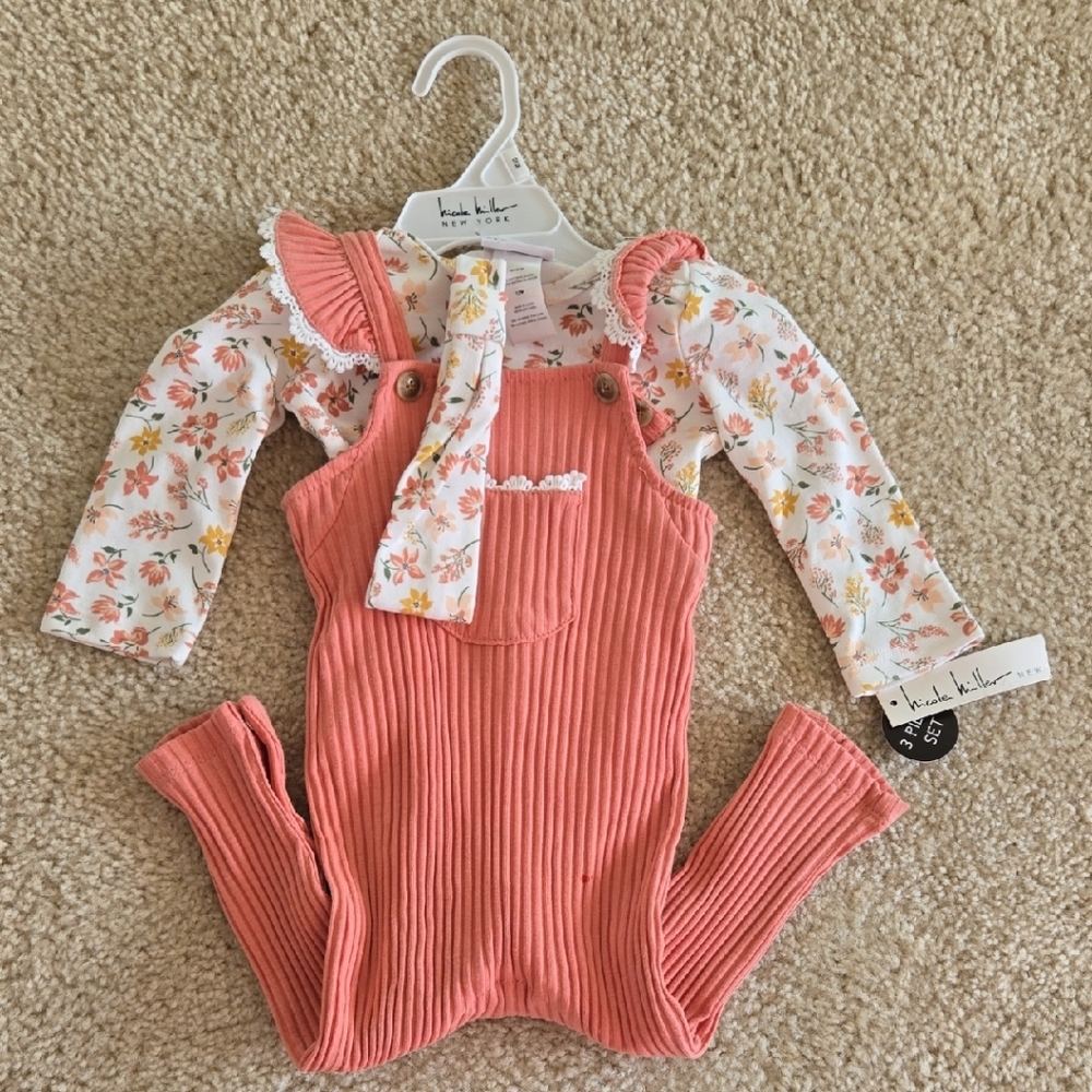 Floral Long Sleeve with Pink Corduroy Overalls